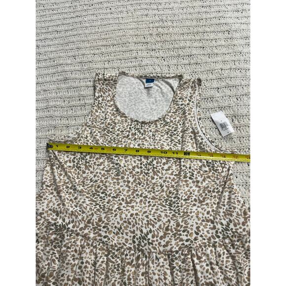 NWT Old Navy Dress Sleeveless Animal Print Womens Medium Jersey Knit Tan White - Picture 4 of 11